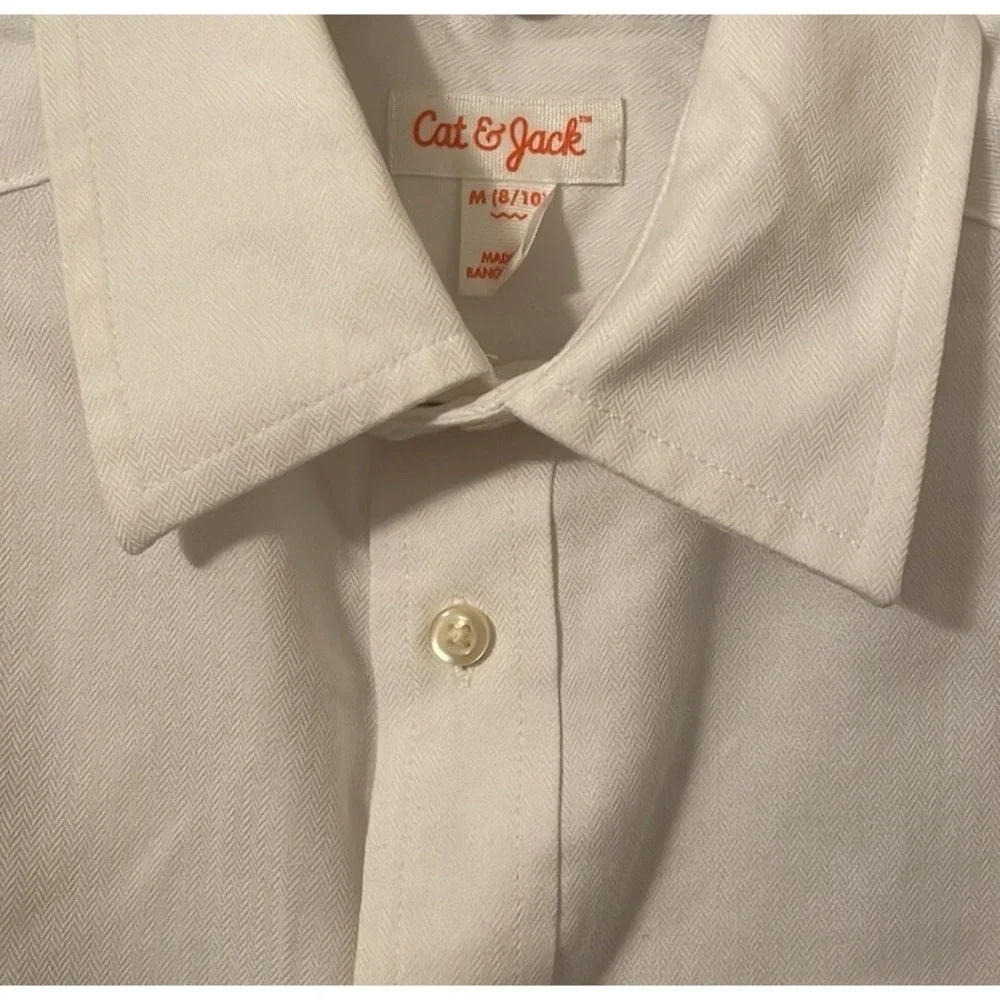 Cat & Jack Boy's White Button Up‎ Long Sleeve Shirt Size M (8/10)